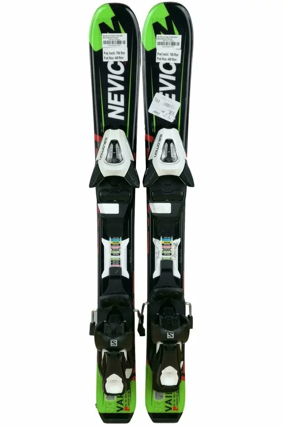 Ski Nevica Vail 4.5 Set In91 Black/Green Jr +Legături Salomon picture - 1